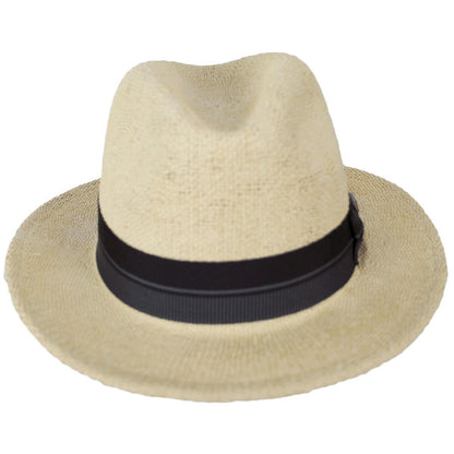 BRIXTON HATS | Roma Bangora Straw Fedora Hat | 128362 | front | NATURAL/BLACK