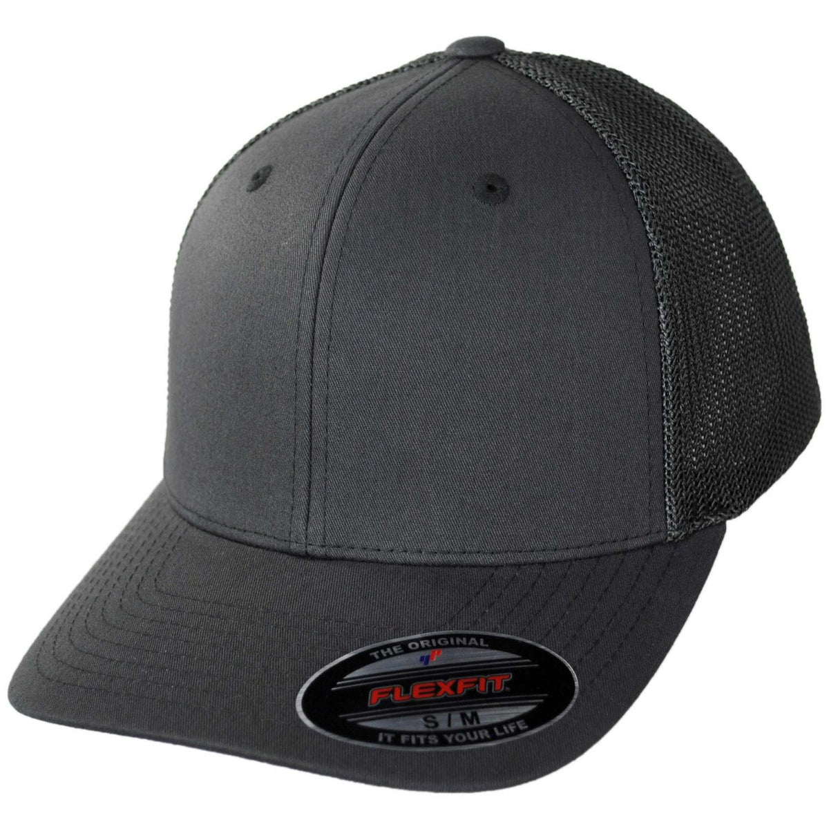 Flexfit | Tonal Mesh Trucker Flexfit Fitted Baseball Cap | 221501 | lead | CHARCOAL
