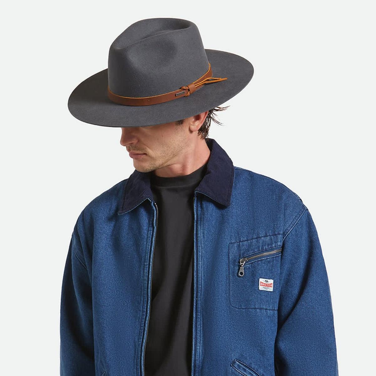 BRIXTON HATS | Hawkins Weather Guard Wool Felt Western Hat | 135613 | lsmone | ASPHALT/BROWN