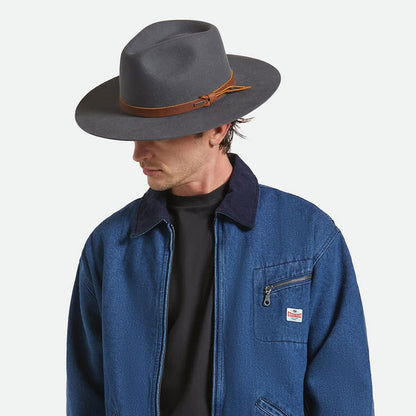 BRIXTON HATS | Hawkins Weather Guard Wool Felt Western Hat | 135613 | lsmone | ASPHALT/BROWN