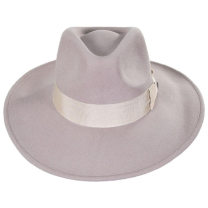 Jaxon Hats | Wholesale Colorado Ultra Wide Brim Wool Felt Fedora Hat B2B Pre-Pack - Stone & Pecan | B2B135200SP | front | STONE