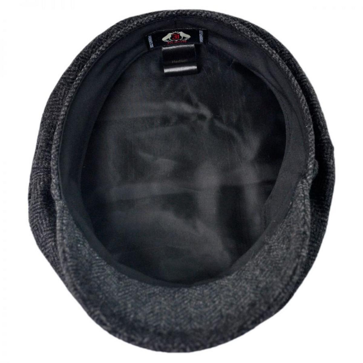 Jaxon Hats | Herringbone Wool Blend Fiddler's Cap | 181019 | under | CHARCOAL