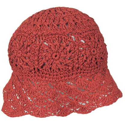 San Diego Hat Company | Boho Crochet Toyo Straw Bucket Hat | 103668 | profile | RED