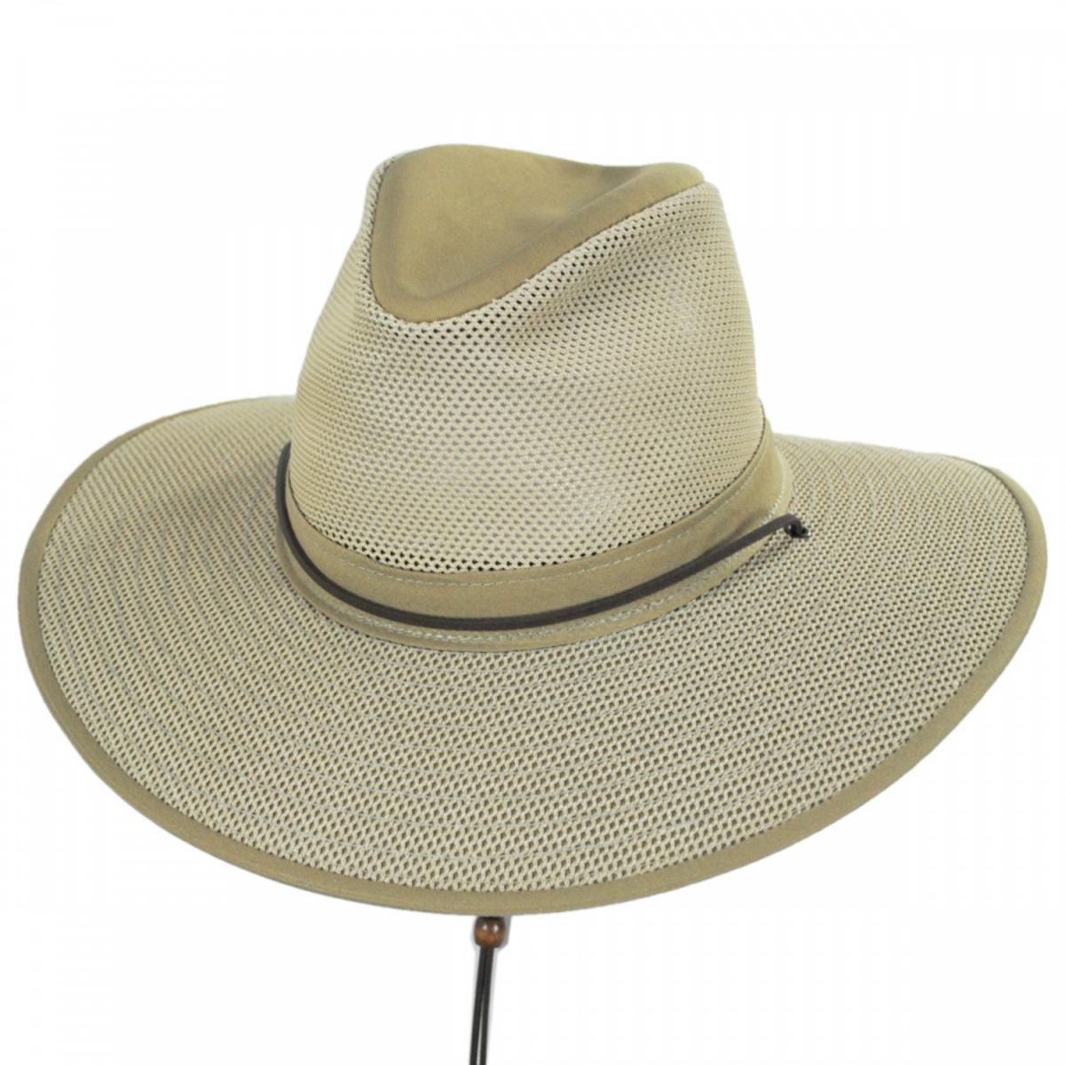 Henschel | Mesh Aussie Grande 3.5 Inch Brim Hat | 140343 | lead | KHAKI