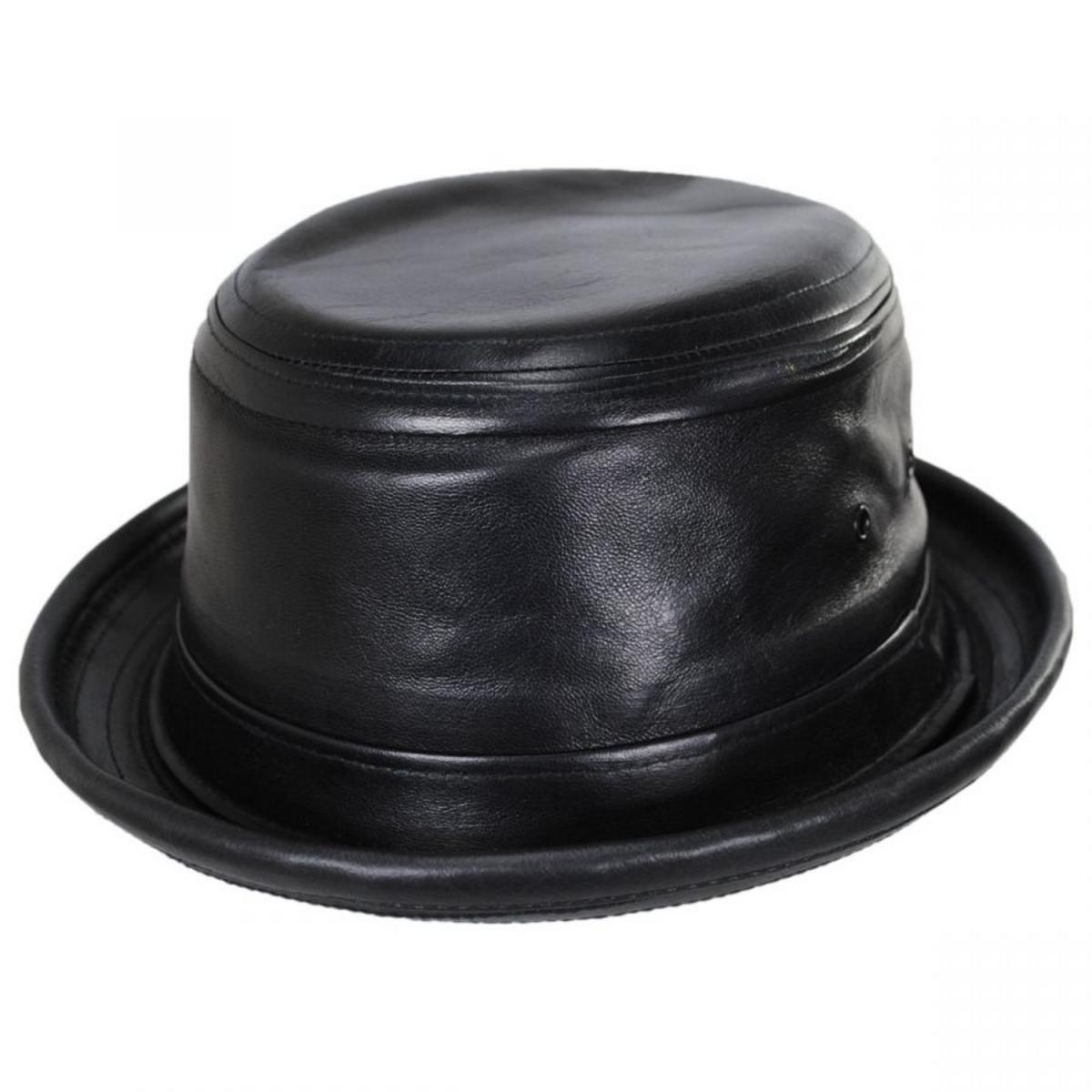 NEW YORK HAT CO | Lambskin Leather Bucket Hat | 187101 | lead | BLACK