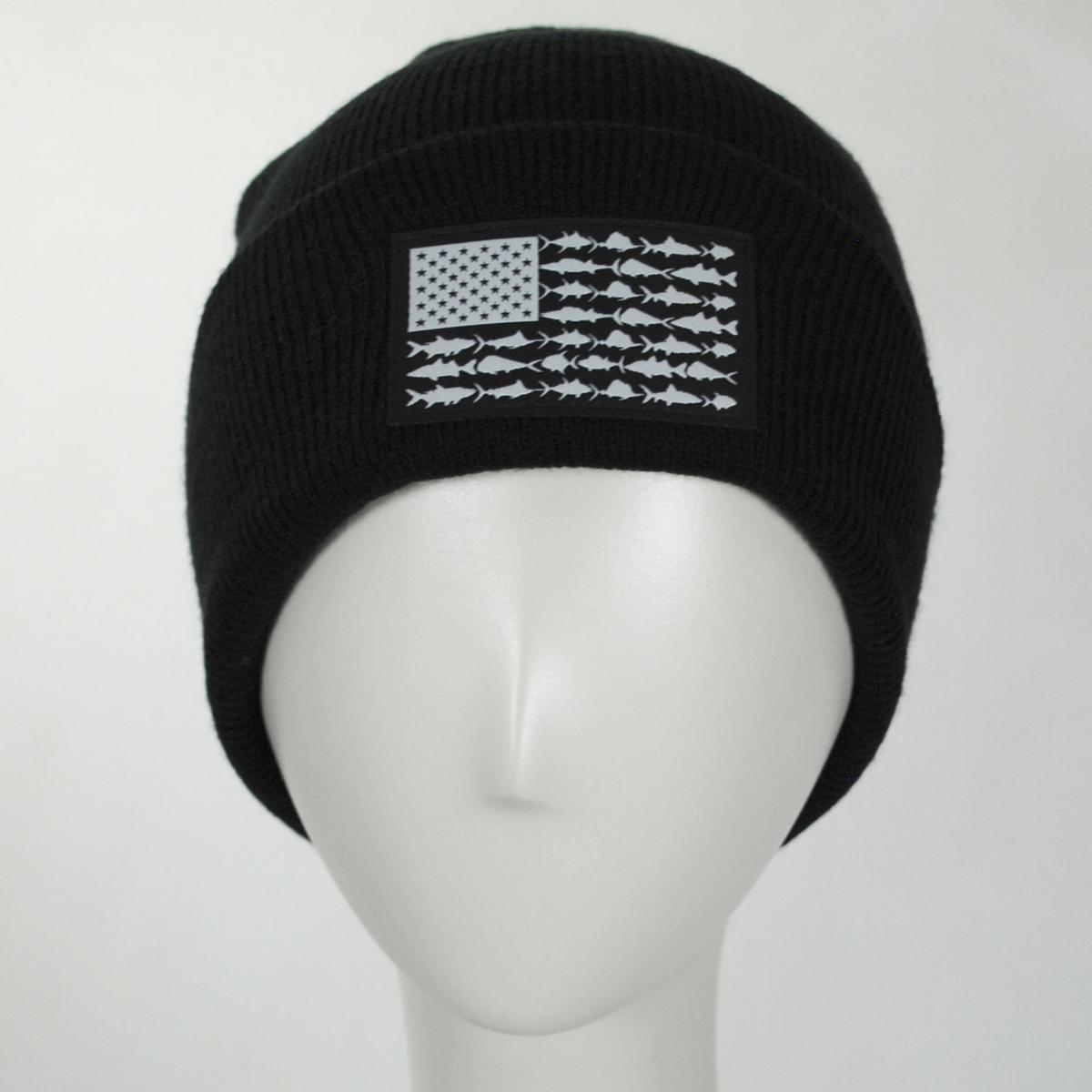 Columbia Sportswear | Fish Flag Acrylic Knit Cuffed Beanie Hat | 500741 | front | BLACK