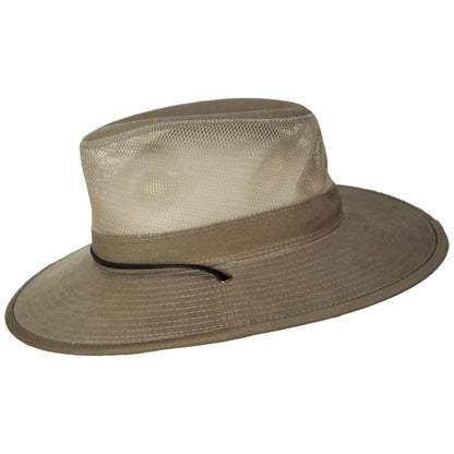 Dorfman Pacific | Mesh Crown Wide Brim Aussie Hat | 400206 | profile | KHAKI