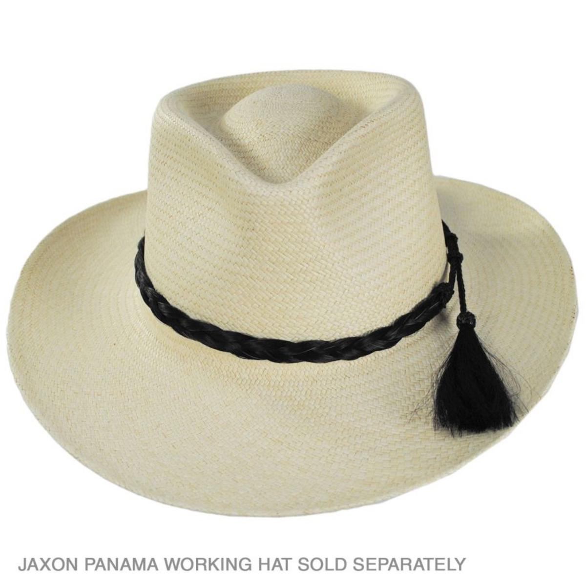 3 Regions Trade Co. | Solid Color Horse Hair Braid Double Tassel Hat Band | 601701 | profile | BLACK