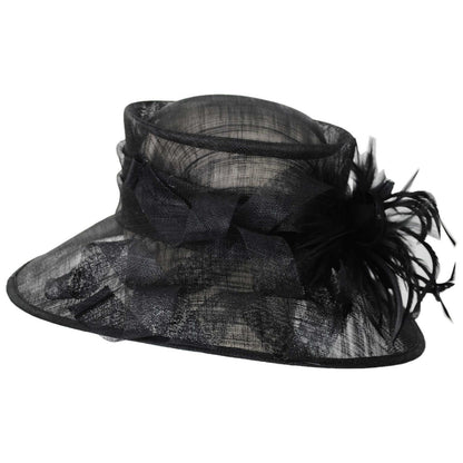 Something Special | Feather Flower Sinamay Straw Boater Dress Hat | 121339 | profile | BLACK