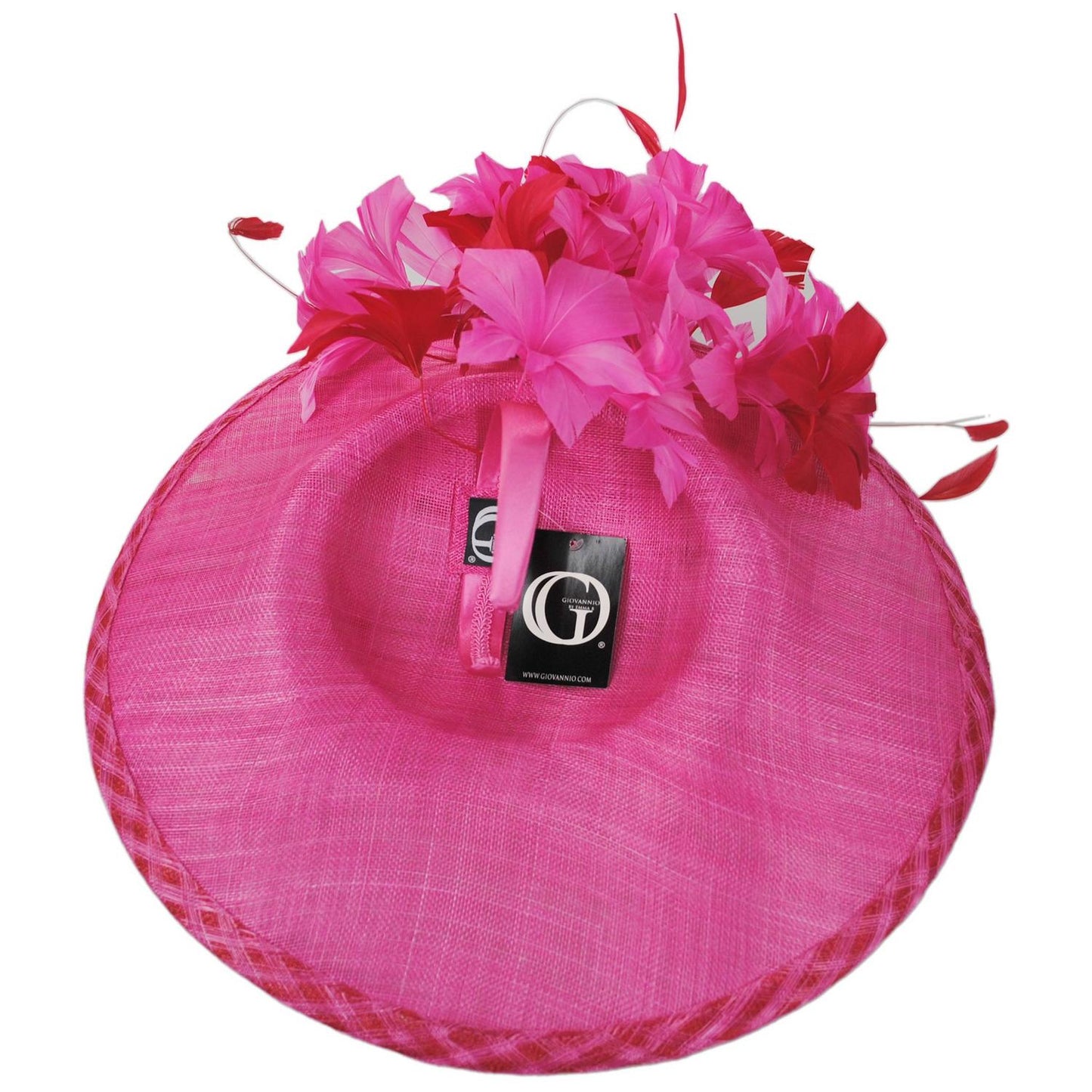 Emma B by Giovannio | Gingham Sinamay Straw Fascinator Hat | 122628 | under | PINK RASPBERRY