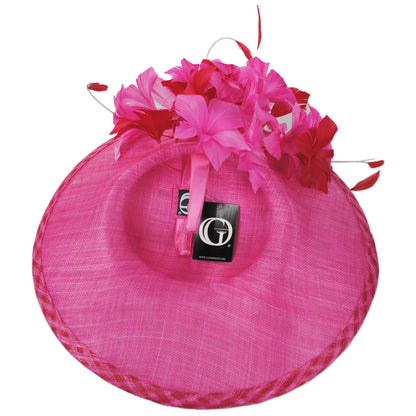 Emma B by Giovannio | Gingham Sinamay Straw Fascinator Hat | 122628 | under | PINK RASPBERRY