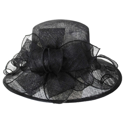 C.C Hats | Bow & Swirls Sinamay Straw Boater Dress Hat | 124268 | lead | BLACK