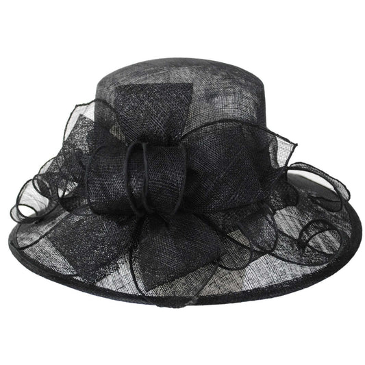 C.C Hats | Bow & Swirls Sinamay Straw Boater Dress Hat | 124268 | lead | BLACK