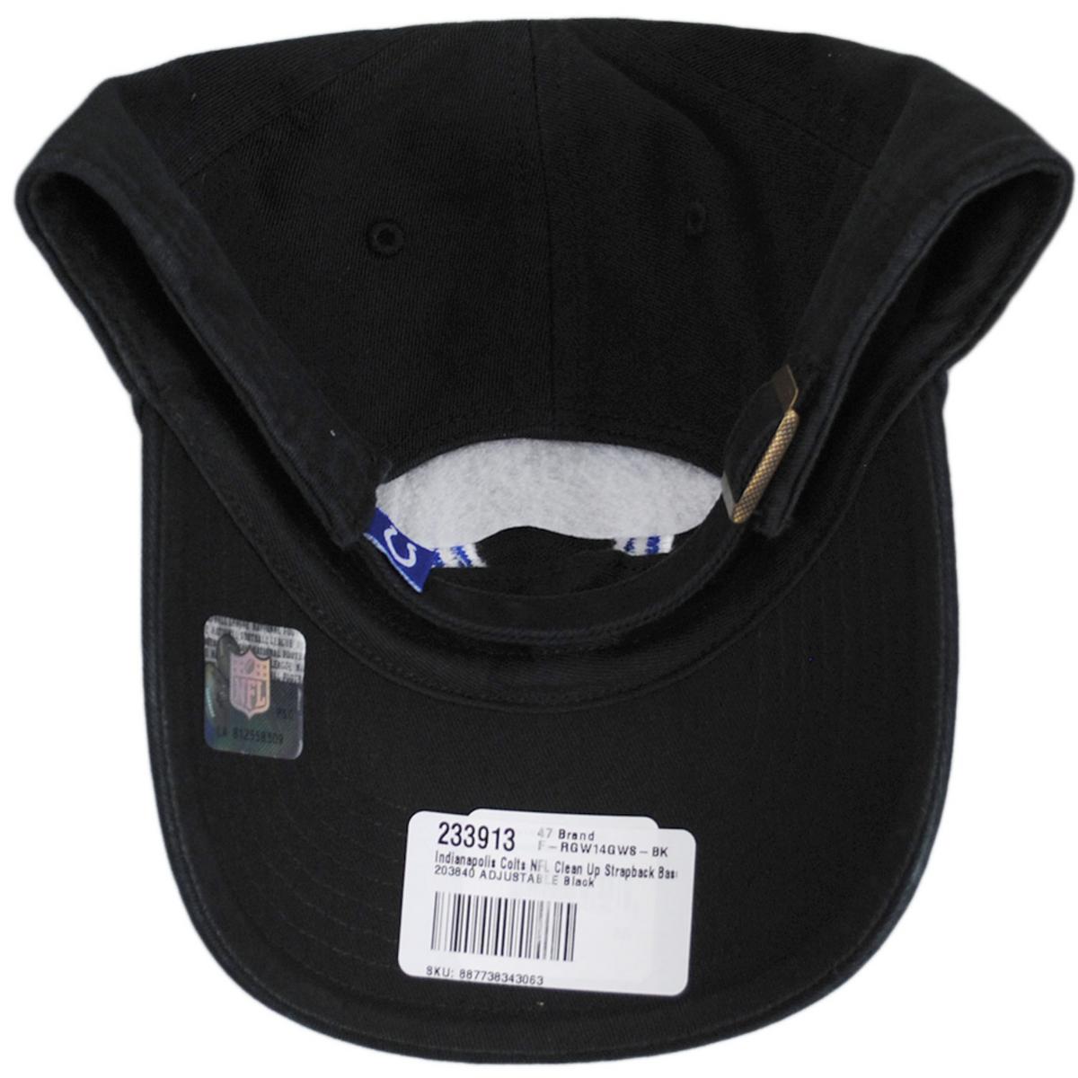 47 Brand | Indianapolis Colts NFL Clean Up Strapback Baseball Cap Dad Hat | 203840 | under | BLACK