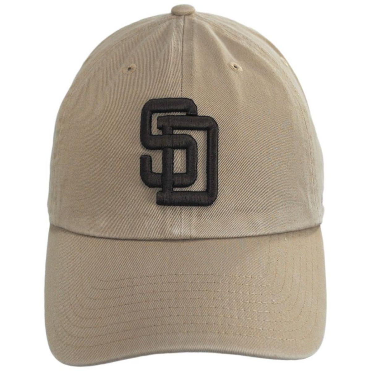 47 Brand | San Diego Padres MLB Clean Up Strapback Baseball Cap Dad Hat | 203003 | front | KHAKI