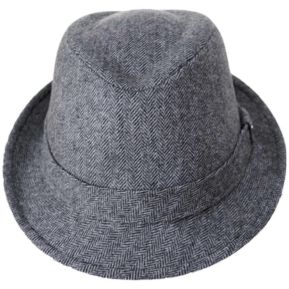 Jaxon Hats | Herringbone Wool Trilby Fedora Hat | 142320 | front | GREY/BLACK