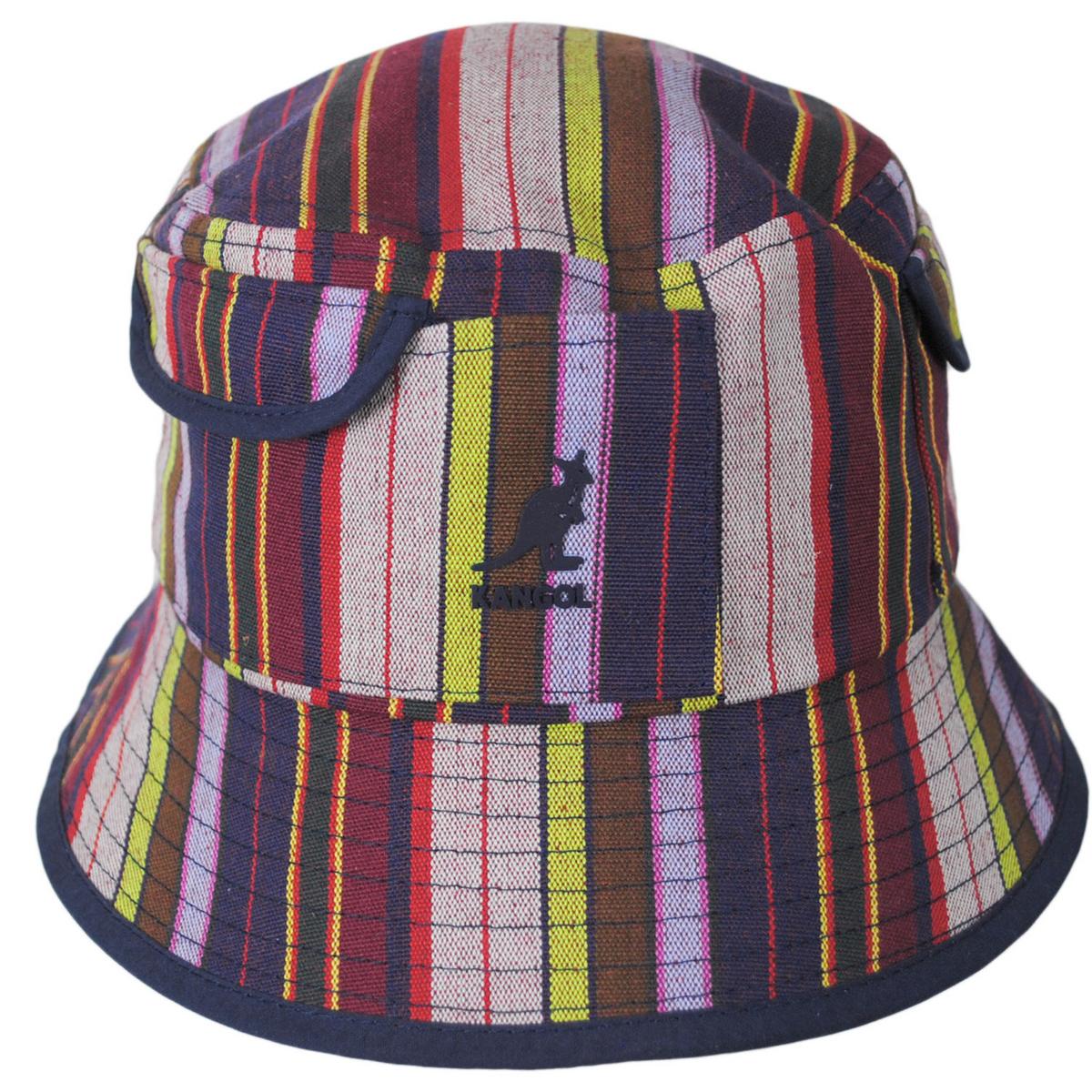 Kangol | Multi Color Stripe Polyester Blend Bucket Hat | 185824 | front | PREPPY MULTI
