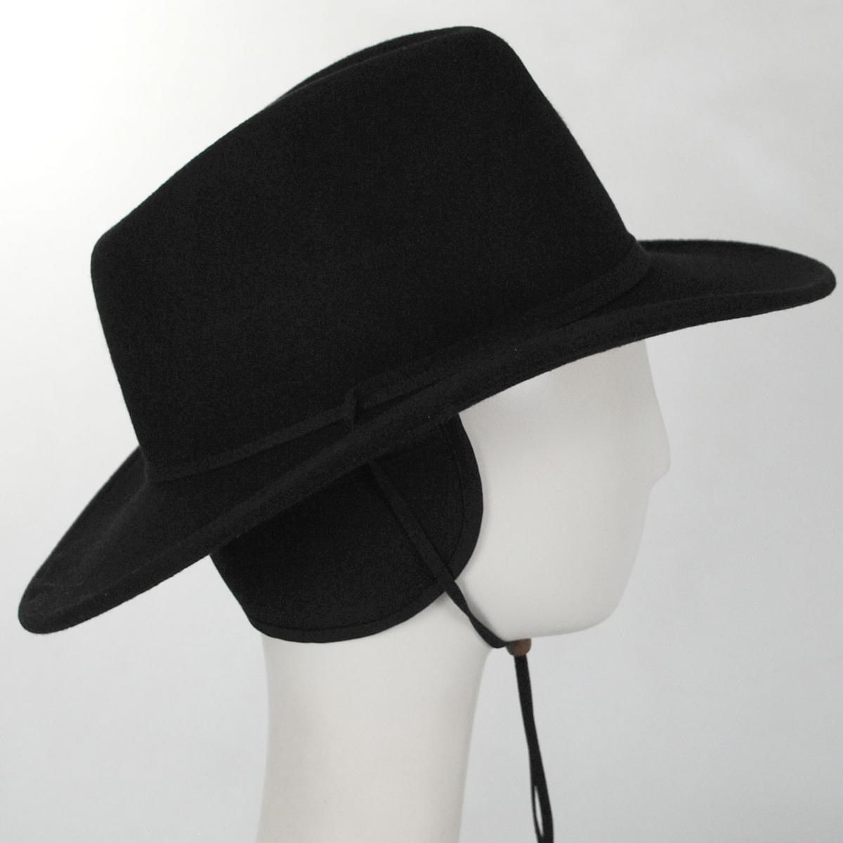 Scala | Crushable Wool Felt Earflap Outback | 130414 | profiletwo | BLACK