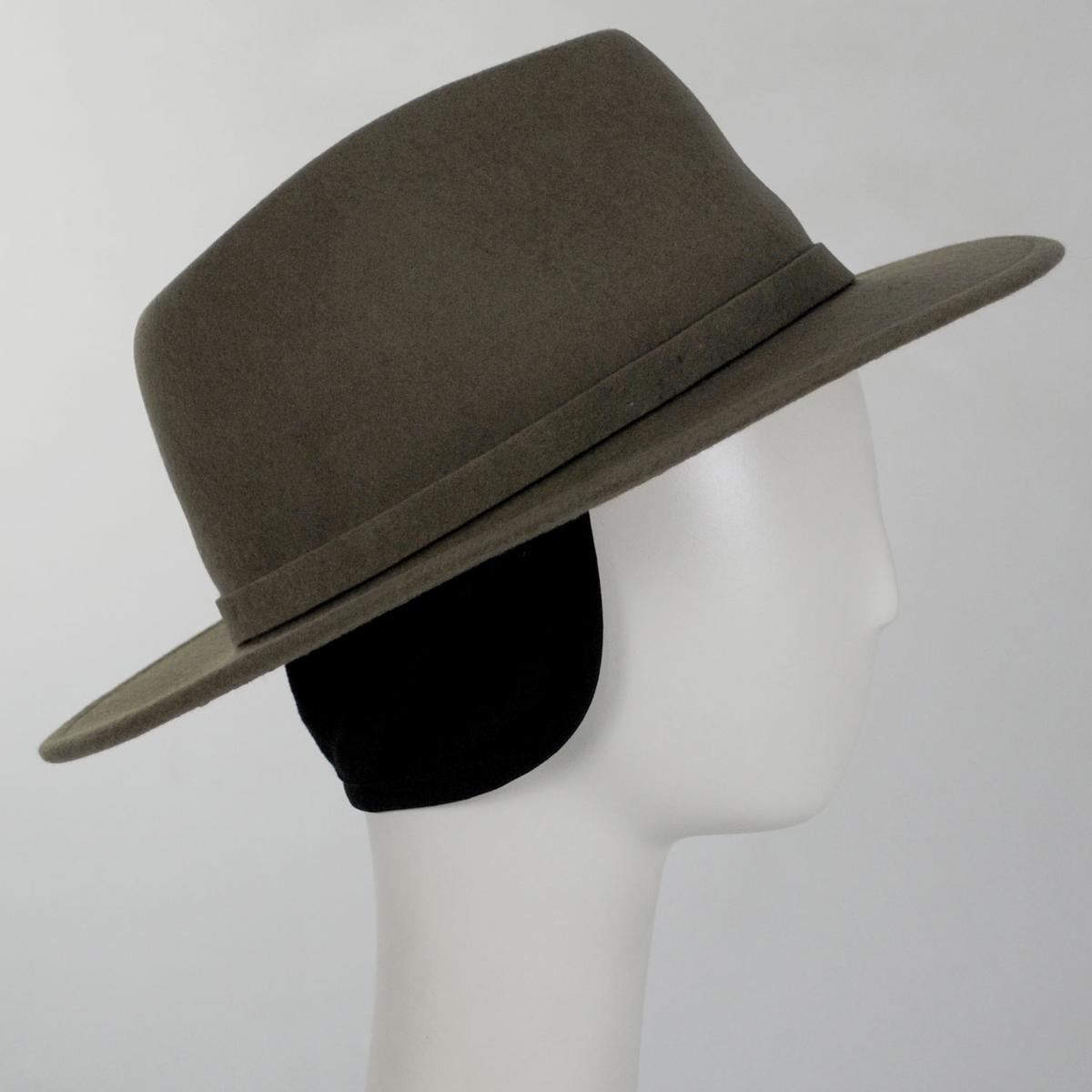 Stefeno Hats | Slope Earflap Wool Felt Fedora Hat | 136064 | detailone | TAUPE