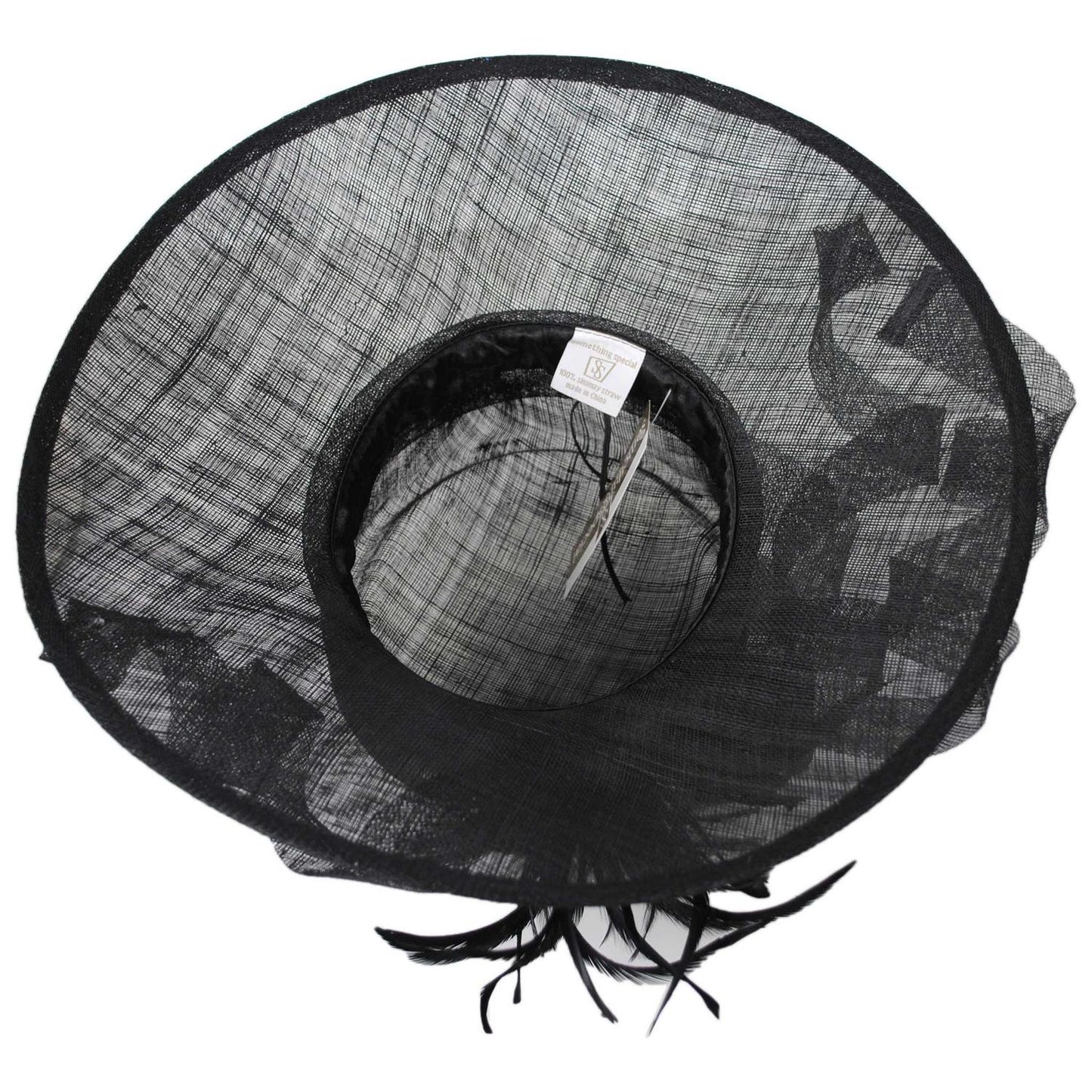Something Special | Feather Flower Sinamay Straw Boater Dress Hat | 121339 | under | BLACK