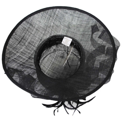 Something Special | Feather Flower Sinamay Straw Boater Dress Hat | 121339 | under | BLACK