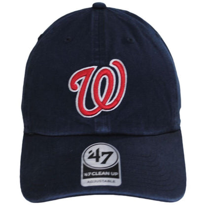 47 Brand | Washington Nationals MLB Clean Up Strapback Baseball Cap Dad Hat | 203350 | front | NAVY