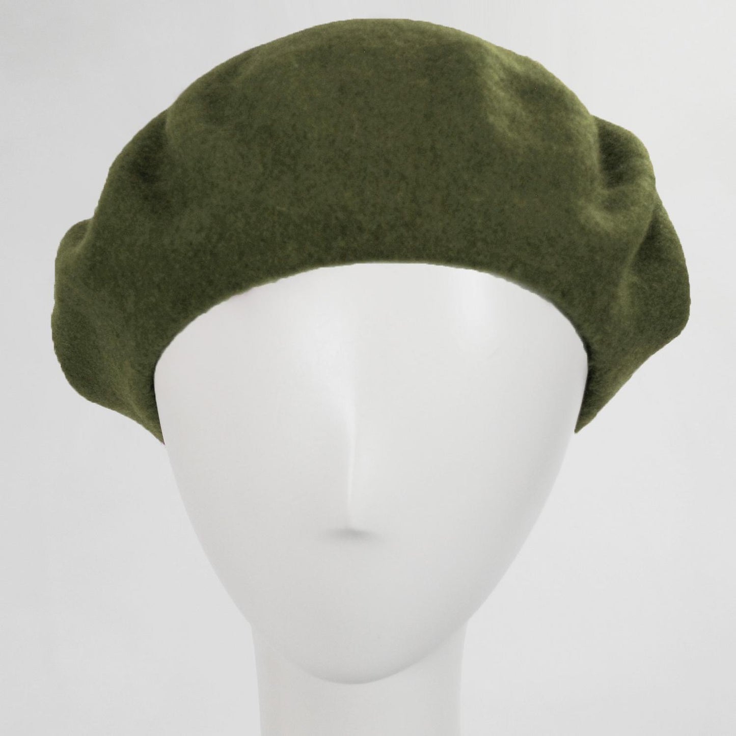 Village Hat Shop | Wool Fashion Beret | 152500 | front | OLIVE GREEN