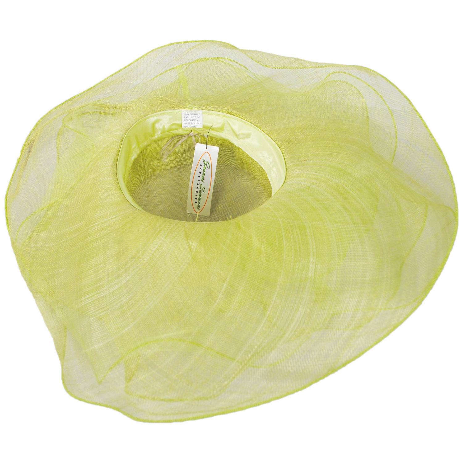 Jeanne Simmons | Organza Flower Triple Layer Sinamay Straw Boater Dress Hat | 120773 | under | LIME