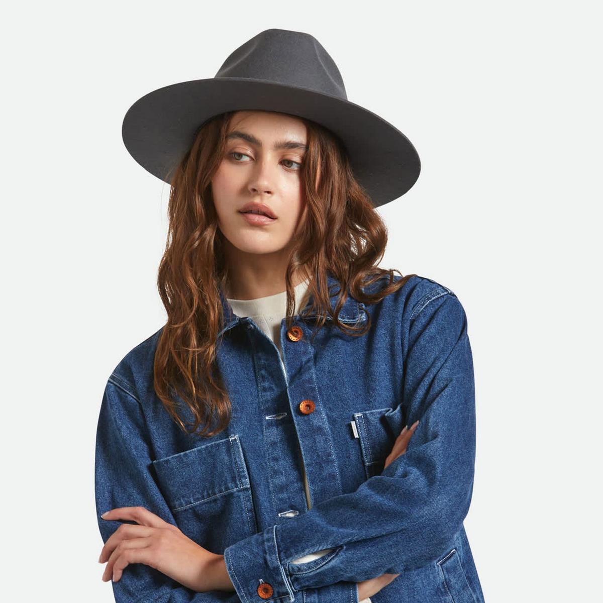 BRIXTON HATS | Hawkins Weather Guard Wool Felt Western Hat | 135613 | lsfone | ASPHALT/BROWN