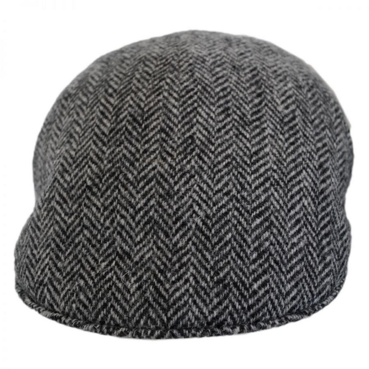 Stefeno Hats | Herringbone Harris Tweed Wool Ascot Cap | 171528 | front | GREY