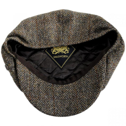 Failsworth | Harris Tweed Overcheck Herringbone Wool Newsboy Cap | 177915 | under | TAUPE