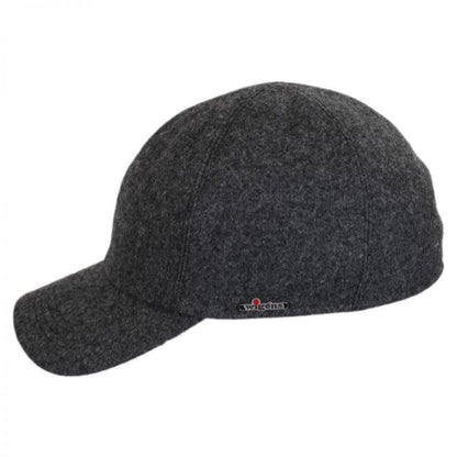 Wigens Caps | Melton Wool Earflap Baseball Cap | 223005 | profile | DARK GREY