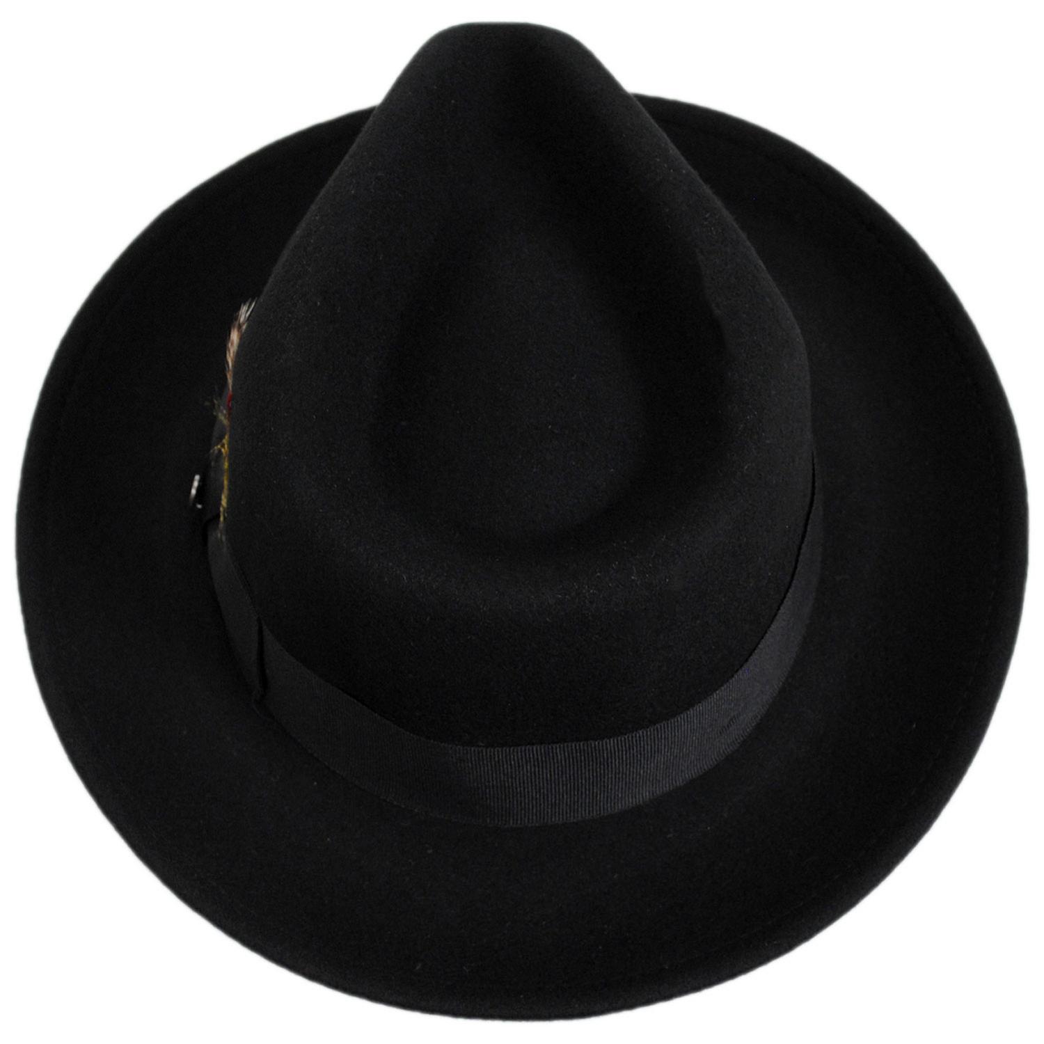 Jaxon Hats | C-Crown Crushable Wool Felt Fedora Hat | 135003 | top | BLACK