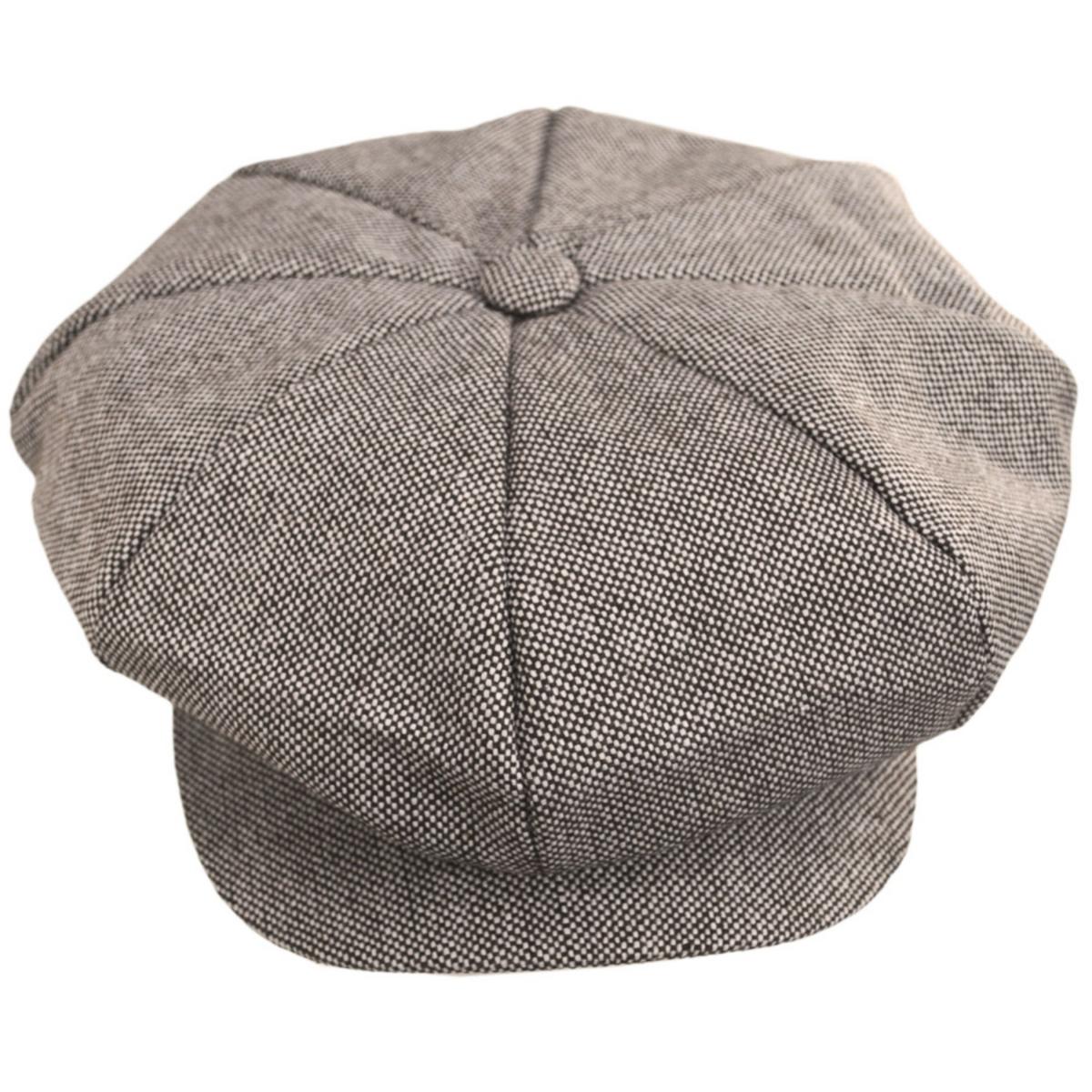 Jaxon Hats | Marl Tweed Wool Blend Big Apple Cap | 167725 | front | BROWN