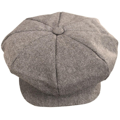 Jaxon Hats | Marl Tweed Wool Blend Big Apple Cap | 167725 | front | BROWN