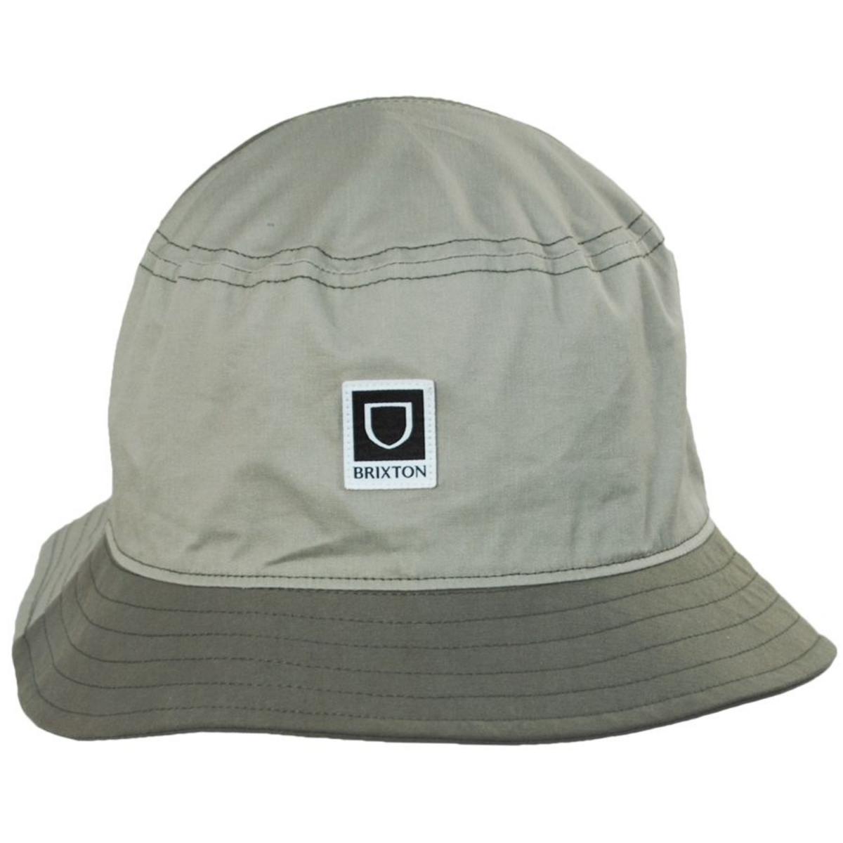 BRIXTON HATS | Beta Color Block Cotton Bucket Hat | 185545 | front | MINERAL GREY/OLIVE SURPLUS