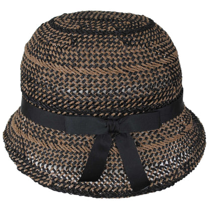 Kathy Jeanne | Two Tone Twisted Toyo Straw Profile Cloche Hat | 100719 | profile | BLACK MIX