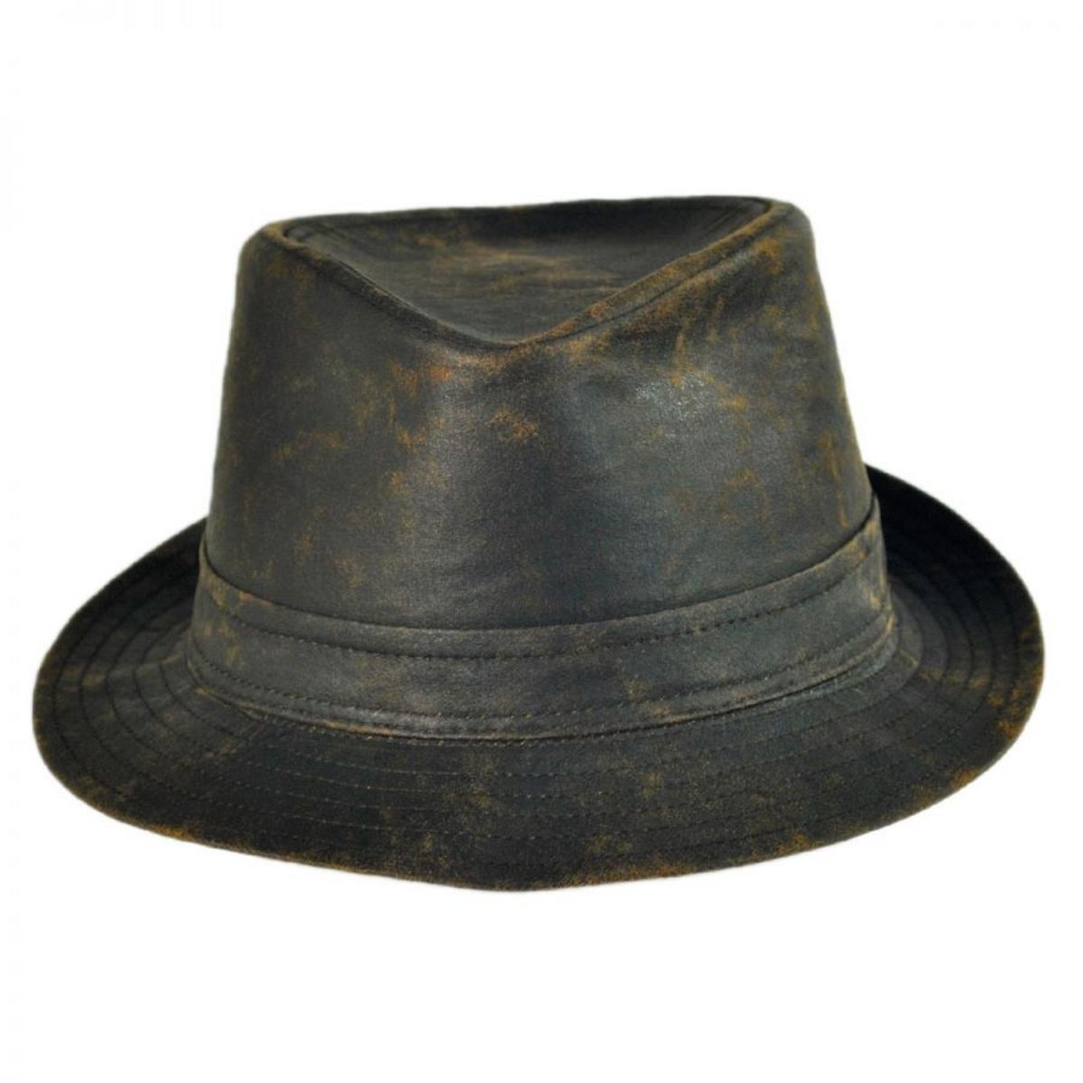 Jaxon Hats | Weathered Cotton Trilby Fedora Hat | 142314 | front | BROWN
