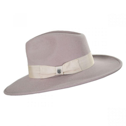 Jaxon Hats | Colorado Ultra Wide Brim Wool Felt Fedora Hat - Stone & Pecan | 135200SP | profile | STONE