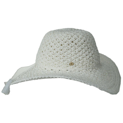Cappelli Straworld | Soleil Crochet Toyo Straw Swinger Sun Hat | 101281 | profile | WHITE