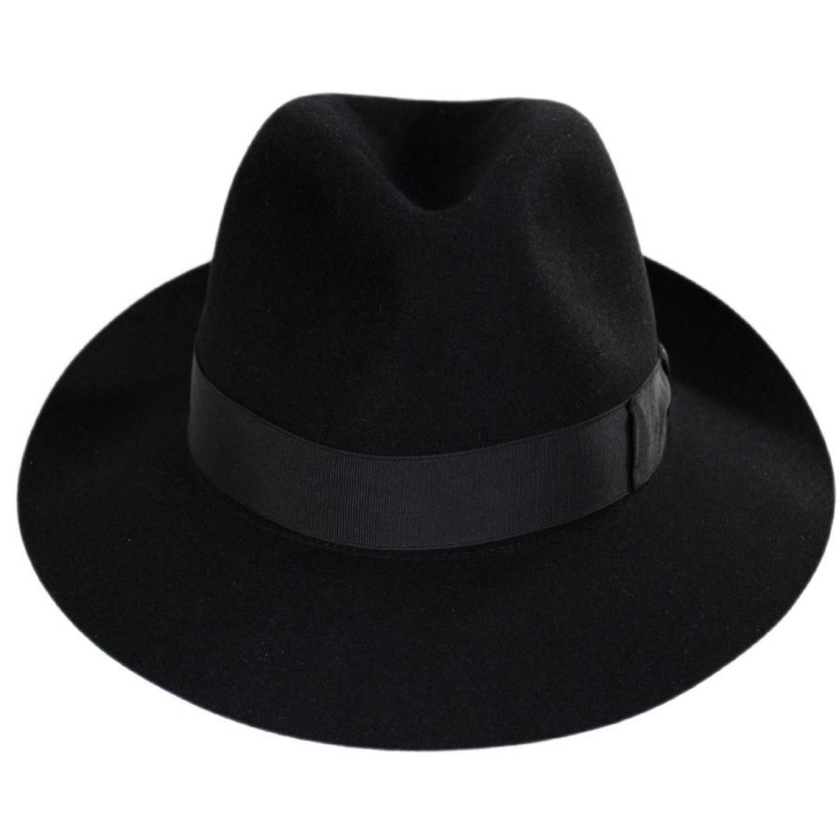 Borsalino | Alessandria Shaved Fur Felt Fedora Hat  | 136306 | front | BLACK