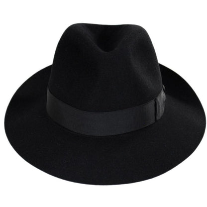 Borsalino | Alessandria Shaved Fur Felt Fedora Hat  | 136306 | front | BLACK