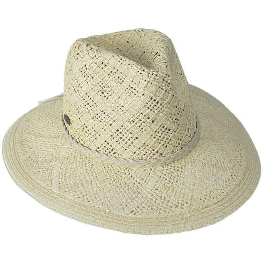 Panama Jack | Bondi Toyo Straw Safari Fedora Hat | 102001 | lead | NATURAL
