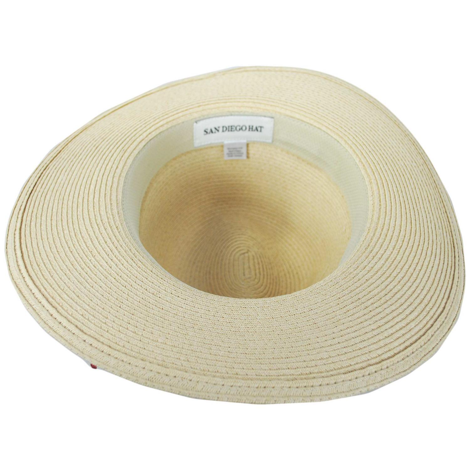 San Diego Hat Company | Gidget Ultrabraid Toyo Straw Fedora Hat | 103594 | under | RED/WHITE