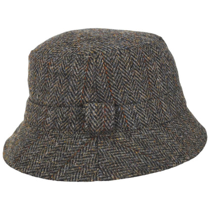 Failsworth | Grouse Harris Tweed Wool Overcheck Herringbone Bucket Hat | 185350 | profile | TAN