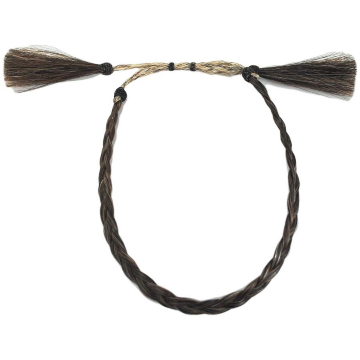 3 Regions Trade Co. | Solid Color Horse Hair Braid Double Tassel Hat Band | 601701 | front | BROWN
