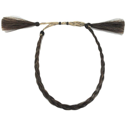 3 Regions Trade Co. | Solid Color Horse Hair Braid Double Tassel Hat Band | 601701 | front | BROWN