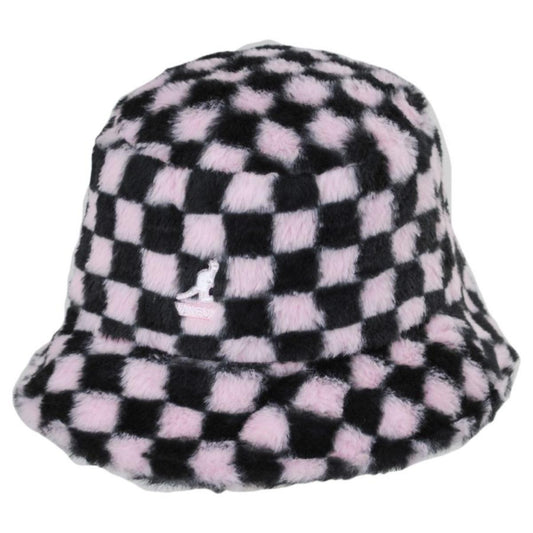 Kangol | Checkerboard Faux Fur Bucket Hat | 185792 | lead | PEPTO CHECK