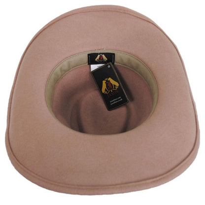 Jaxon Hats | Colorado Ultra Wide Brim Wool Felt Fedora Hat - Stone & Pecan | 135200SP | under | PECAN