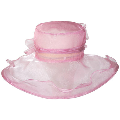 San Diego Hat Company | Organza Pearl Boater Dress Hat | 121052 | front | PINK